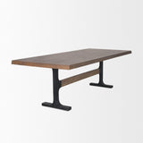 Araxi Rectangular Dark Brown Wood w/ Black Metal Base Dining Table by Mercana at Eve Furniture