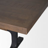 Araxi Rectangular Dark Brown Wood w/ Black Metal Base Dining Table by Mercana at Eve Furniture