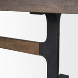 Araxi Rectangular Dark Brown Wood w/ Black Metal Base Dining Table by Mercana at Eve Furniture
