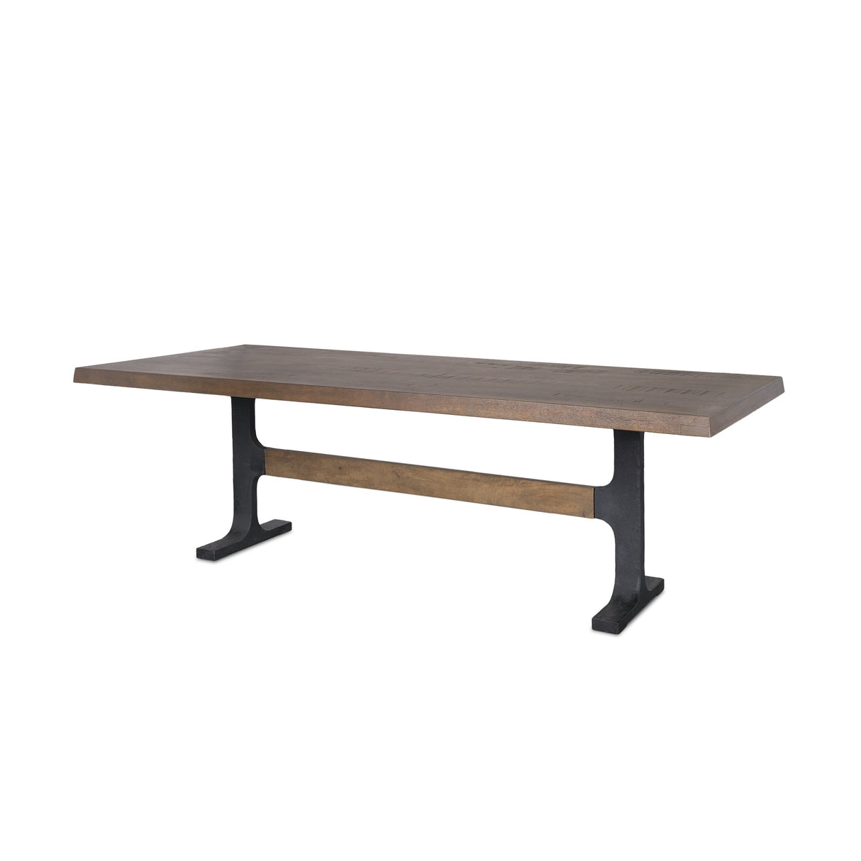 Araxi Rectangular Dark Brown Wood w/ Black Metal Base Dining Table by Mercana at Eve Furniture