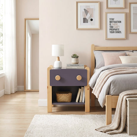Arbor Plum and Natural Nightstand by Homelegance at Eve Furniture