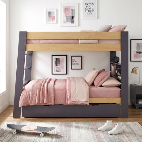 Arbor Plum and Natural Twin/Twin Bunk Bed by Homelegance at Eve Furniture
