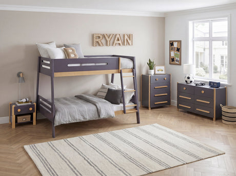 Arbor Plum and Natural Twin/Twin Bunk Bed by Homelegance at Eve Furniture