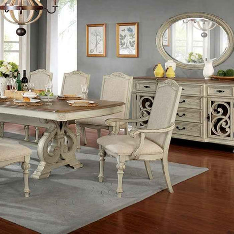 Arcadia Antique White 7-Piece Dining Room Set by Furniture of America at Eve Furniture