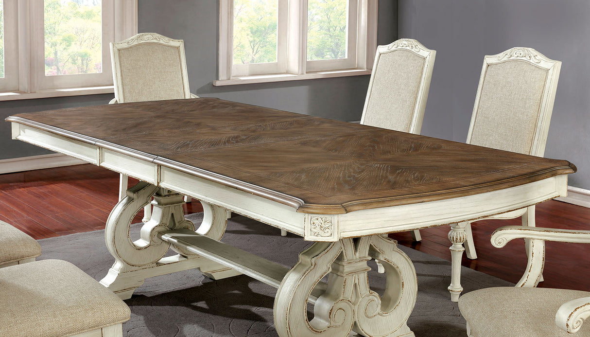 Arcadia Antique White 9 Pc Extendable Dining Table Set by Furniture of America at Eve Furniture