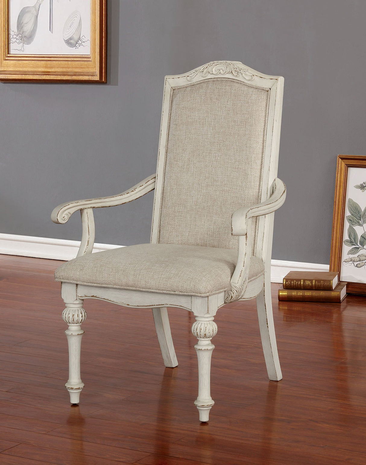 Arcadia Antique White 9 Pc Extendable Dining Table Set by Furniture of America at Eve Furniture