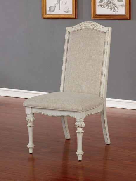 Arcadia Antique White Side Chair by Furniture of America at Eve Furniture