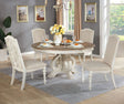 Arcadia Antique White/Ivory 5 Pc Round Dining Table Set by Furniture of America at Eve Furniture