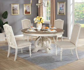 Arcadia Antique White/Ivory 5 Pc Round Dining Table Set by Furniture of America at Eve Furniture