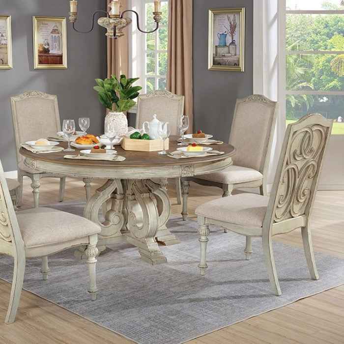 Arcadia Antique White/Ivory 7-Piece Dining Room Set by Furniture of America at Eve Furniture