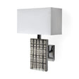 Arcadia II Silver Chrome Base White Rectangular Shade Wall Sconce by Mercana at Eve Furniture