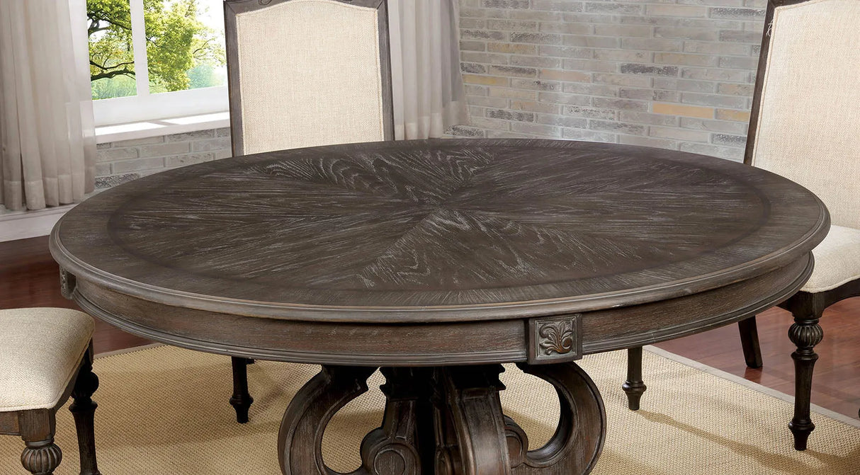 Arcadia Rustic Natural Tone/Ivory 7 Pc Round Dining Table Set by Furniture of America at Eve Furniture
