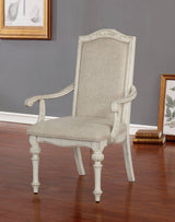 Arcadia Antique White Arm Chair by Furniture of America at Eve Furniture