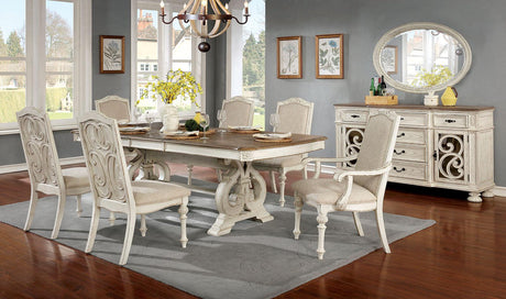 Arcadia Antique White Dining Table by Furniture of America at Eve Furniture