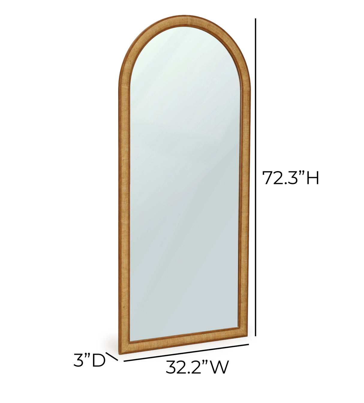 Arch 72" Natural Raffia Designer Floor Mirror by TOV Furniture at Eve Furniture