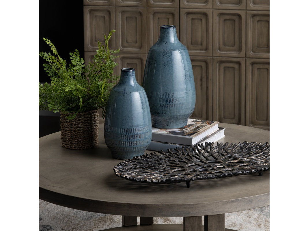 Arden Blue 2 Piece Ceramic Vases by Crestview at Eve Furniture
