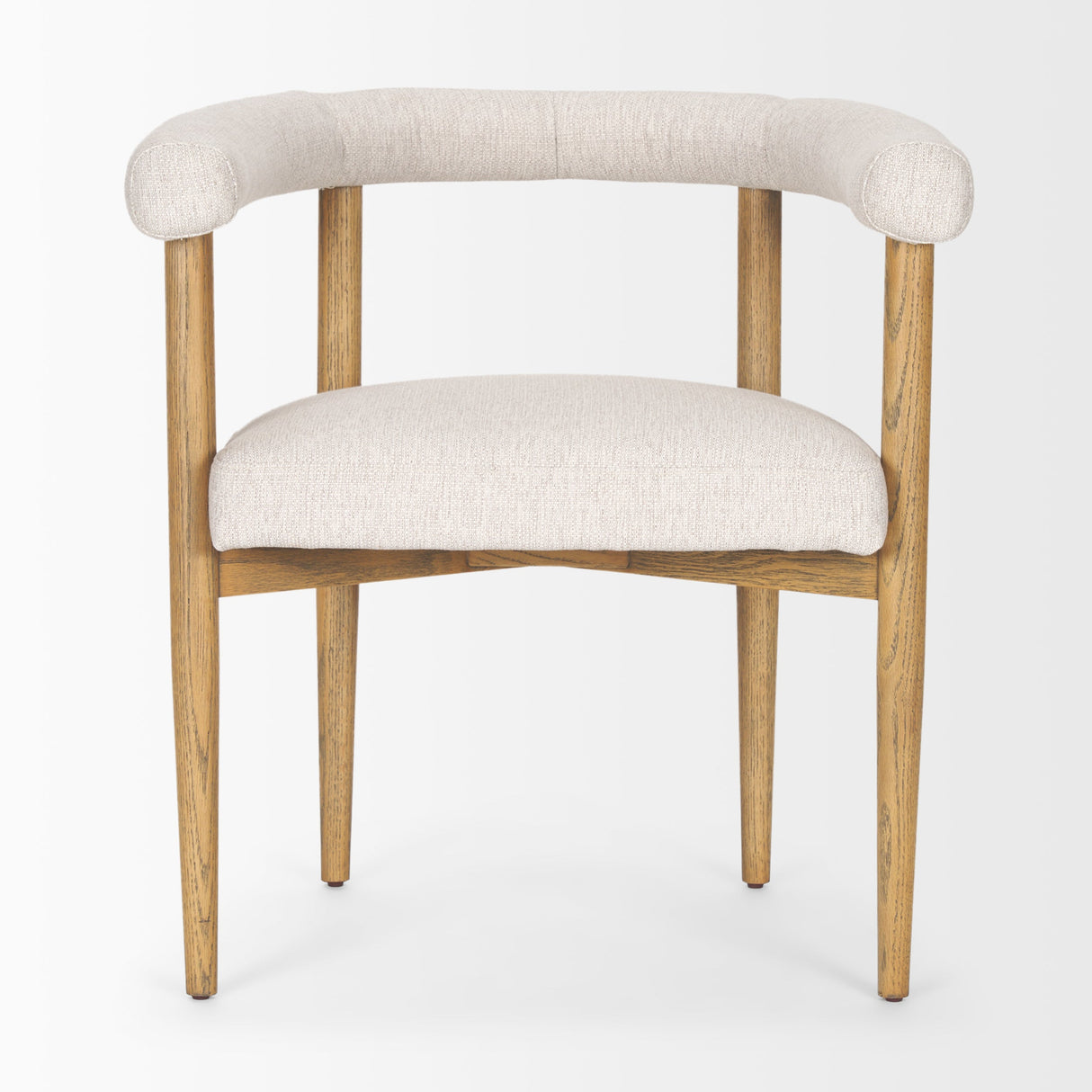 Arden Dining Chair w/ Medium Brown Wood and Cream Twill Fabric by Mercana at Eve Furniture