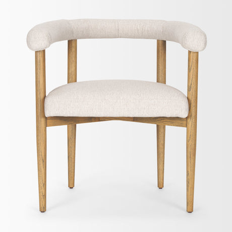 Arden Dining Chair w/ Medium Brown Wood and Cream Twill Fabric by Mercana at Eve Furniture