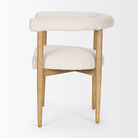 Arden Dining Chair w/ Medium Brown Wood and Cream Twill Fabric by Mercana at Eve Furniture