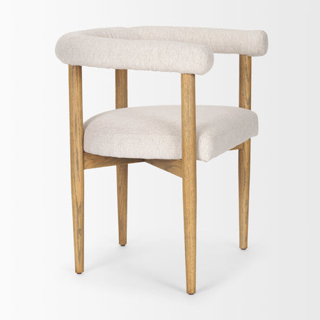 Arden Dining Chair w/ Medium Brown Wood and Cream Twill Fabric by Mercana at Eve Furniture