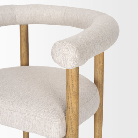 Arden Dining Chair w/ Medium Brown Wood and Cream Twill Fabric by Mercana at Eve Furniture