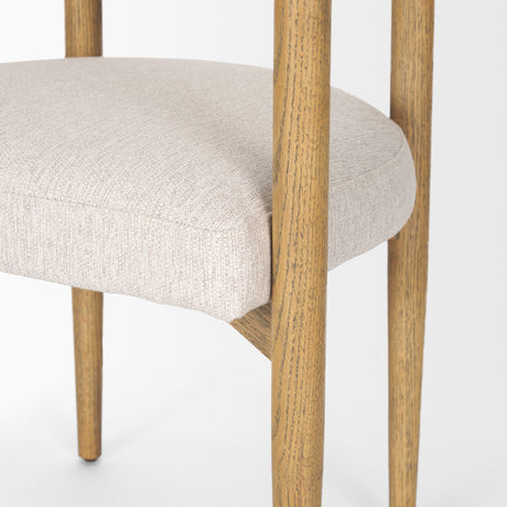 Arden Dining Chair w/ Medium Brown Wood and Cream Twill Fabric by Mercana at Eve Furniture
