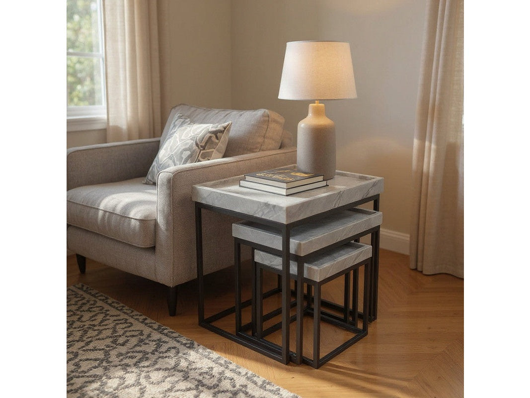 Arden Gray/Black 3-Piece Nesting Tables by Crestview at Eve Furniture