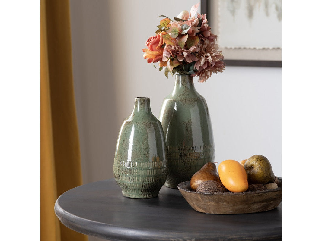 Arden Sage Green 2 Piece Ceramic Vases by Crestview at Eve Furniture