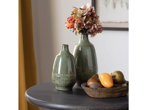 Arden Sage Green 2 Piece Ceramic Vases by Crestview at Eve Furniture