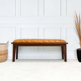 Arden Tan Leather Bench With Buttons by Ashcroft Furniture at Eve Furniture