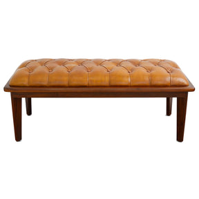 Arden Tan Leather Bench With Buttons by Ashcroft Furniture at Eve Furniture