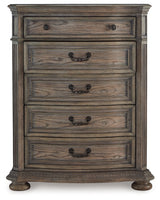 Ardenfield Light Brown California King Sleigh Bedroom Set with Chest and Nightstand by Ashley at Eve Furniture