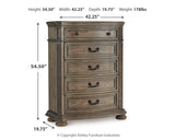 Ardenfield Light Brown California King Sleigh Bedroom Set with Chest and Nightstand by Ashley at Eve Furniture