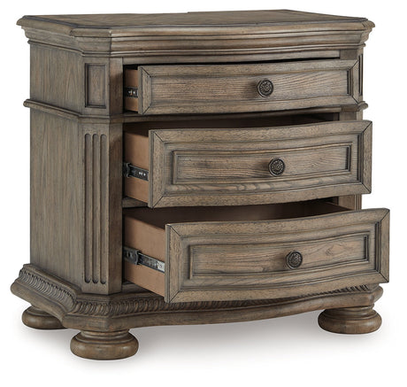 Ardenfield Light Brown California King Sleigh Bedroom Set with Chest and Nightstand by Ashley at Eve Furniture