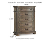 Ardenfield Light Brown California King Sleigh Bedroom Set with Chest and Nightstand by Ashley at Eve Furniture