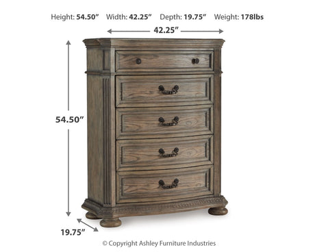 Ardenfield Light Brown California King Sleigh Bedroom Set with Chest and Nightstand by Ashley at Eve Furniture