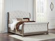Ardenfield Light Brown California King Upholstered Sleigh Bed by Ashley at Eve Furniture