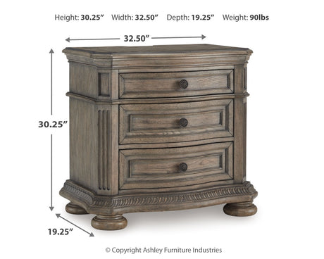 Ardenfield Light Brown King Sleigh Bedroom Set with Dresser, Mirror and Nightstand by Ashley at Eve Furniture