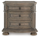 Ardenfield Light Brown King Sleigh Bedroom Set with Dresser, Mirror and Nightstand by Ashley at Eve Furniture