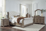 Ardenfield Light Brown Queen Upholstered Sleigh Bed by Ashley at Eve Furniture