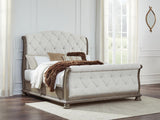 Ardenfield Light Brown Queen Upholstered Sleigh Bed by Ashley at Eve Furniture
