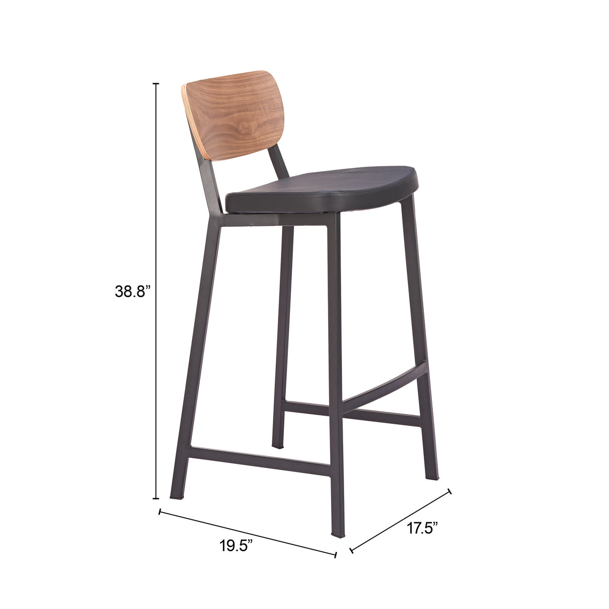Ardenne Black & Brown Barstool (Set of 2) by Zuomod at Eve Furniture
