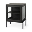 Arelius 20L x 18W x 26H Black-Brown Wood W/ Black Metal Frame End/Side Table by Mercana at Eve Furniture
