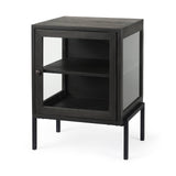 Arelius 20L x 18W x 26H Black-Brown Wood W/ Black Metal Frame End/Side Table by Mercana at Eve Furniture