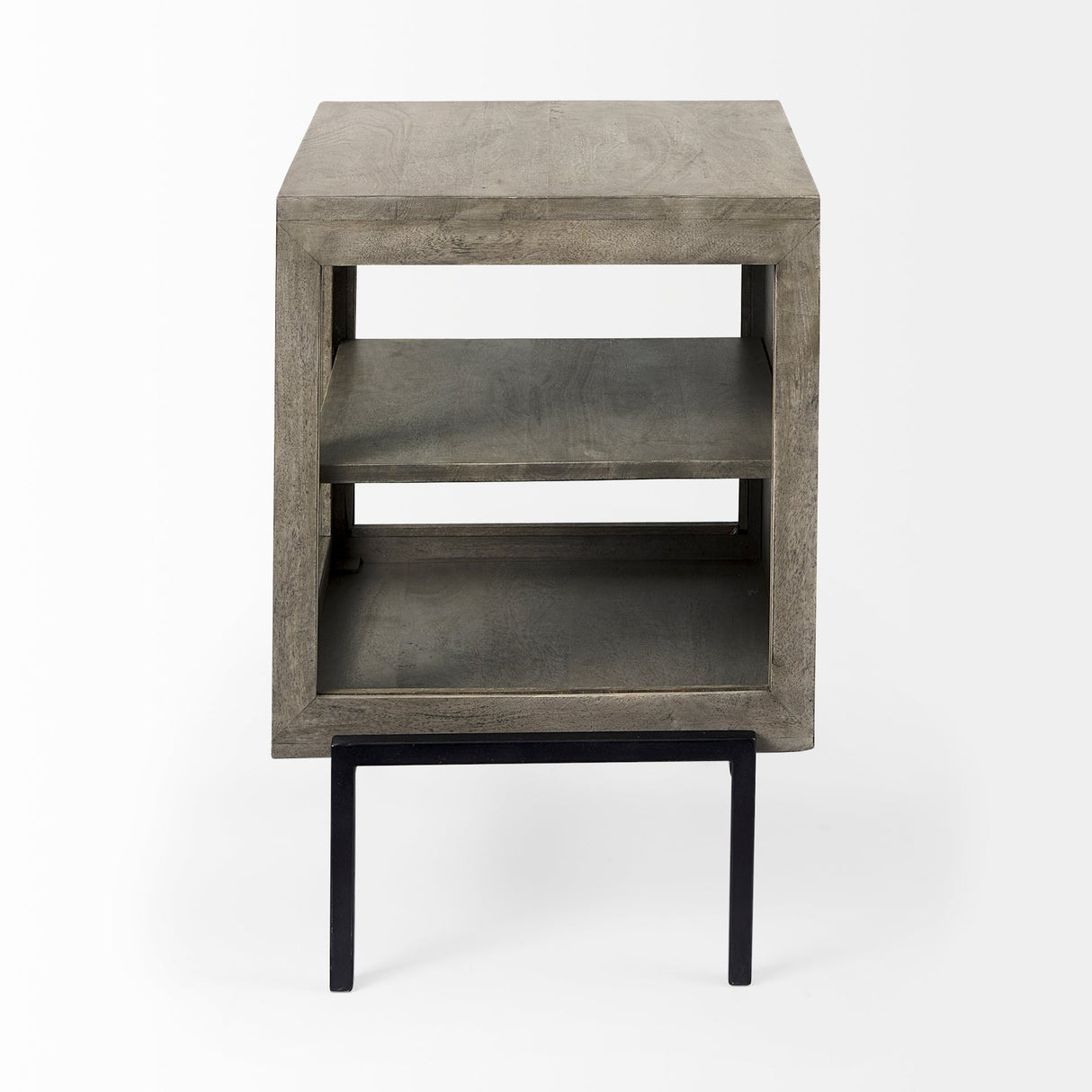 Arelius 20L x 18W x 26H Gray Wood W/ Black Metal Frame End/Side Table by Mercana at Eve Furniture