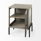 Arelius 20L x 18W x 26H Gray Wood W/ Black Metal Frame End/Side Table by Mercana at Eve Furniture