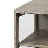 Arelius 20L x 18W x 26H Gray Wood W/ Black Metal Frame End/Side Table by Mercana at Eve Furniture