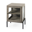 Arelius 20L x 18W x 26H Gray Wood W/ Black Metal Frame End/Side Table by Mercana at Eve Furniture