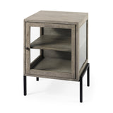 Arelius 20L x 18W x 26H Gray Wood W/ Black Metal Frame End/Side Table by Mercana at Eve Furniture
