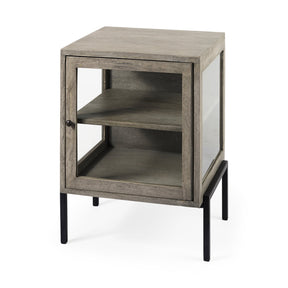 Arelius 20L x 18W x 26H Gray Wood W/ Black Metal Frame End/Side Table by Mercana at Eve Furniture